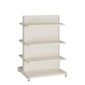 Dvipusė prekybinė lentyna 800×1500 H1500 ( 8 lentynos ) eksponavimui parduotuvės centre prekių