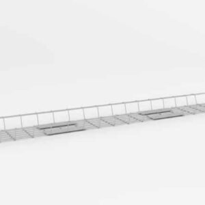 Metalinis laidų kanalas tvirtinamas medvaržčiais prie stalviršio