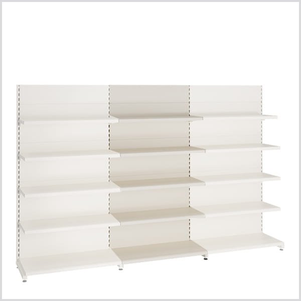 Prekybinė lentyna lygia nugarėle 1000x400 reguliuojamomis atramėlėmis klientams leidžia atkreipti