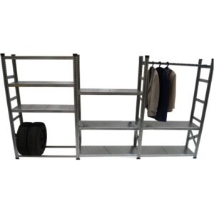 Stelažų komplektas garažui SUPER 1-2-3 (3680x500, H=2000) komponentams naudojams plienas cinkuotas paviršius ilgaamžis