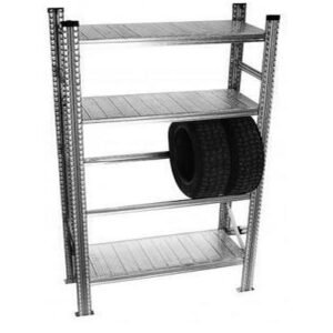 Universalus stelažas lentyna padangoms SUPER 1-2-3 (1200x500, H=2000) komponentams naudojams plienas cinkuotas paviršius ilgaamžis
