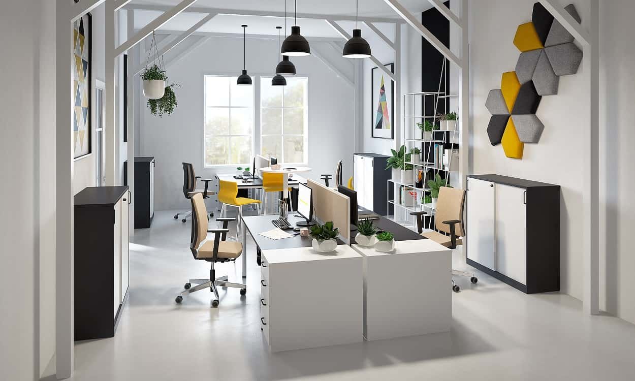 Biuro baldų kolekcija Easy Space pertvara erdvės zonuojui biure