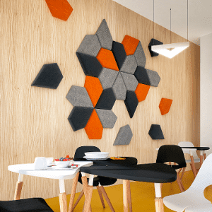 Hexagon L (didelis šešiakampis / pilka) pakabinama akustinių skydų sistema FORMO