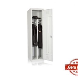 Vienų durų persirengimo spintelė SD 400-1 (su vidine pertvara) guminiai amortizatoriai užtikrina tylų