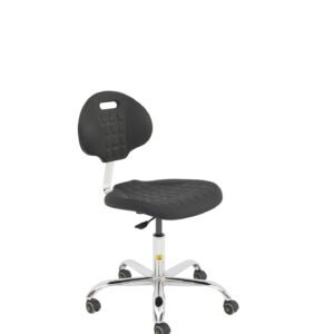 Antistatinė kėdė CLEAN ROOM poliruoto aliuminio kėdės dengta juodu pralaidžiu